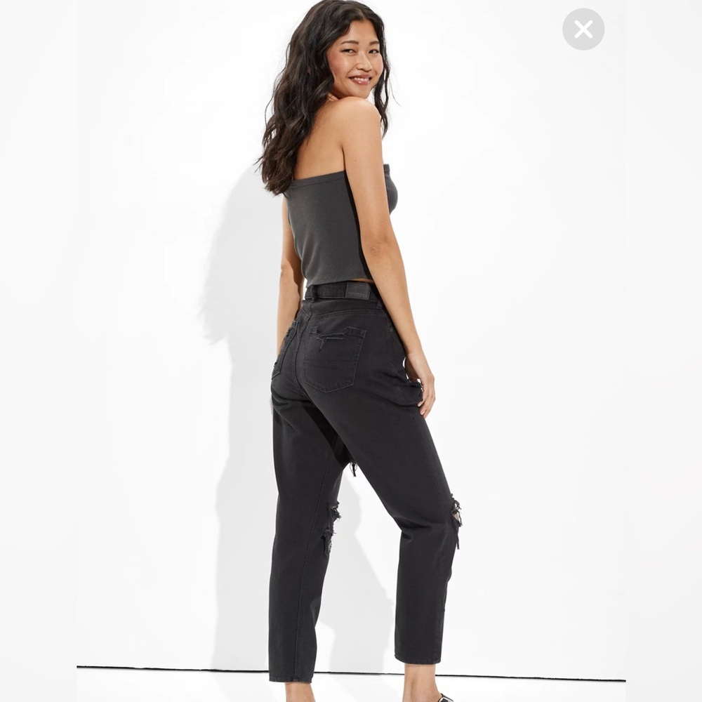 American Eagle Comfort Stretch Waistband, Black Mom Jean